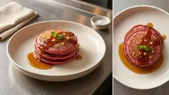 ビーツのやさしい甘みでほんのりピンク。米粉×大豆粉のしっとりパンケーキ（長芋入り）