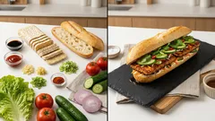 漬けて焼くだけで香ばしい：テンペのバインミー風バゲットサンド（甘辛マリネ）