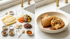 油揚げに野菜ともちを詰めて煮る、洋風「宝袋(袋煮)」—だしがじゅわっと染みる