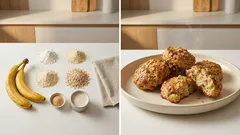 混ぜて焼くだけ、バナナ香るオートミールスコーン—米粉×豆乳でしっとりグルテンフリー